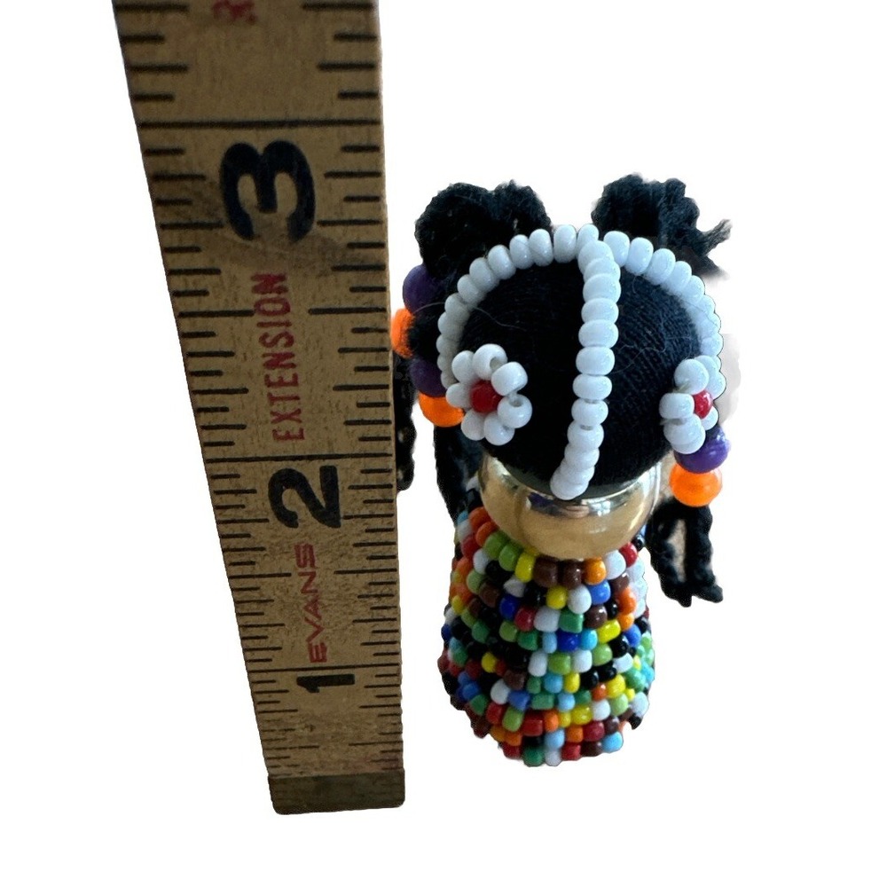 Handmade Ndebele Doll Beaded South Africa Fridge Magnet Cultural Collectible